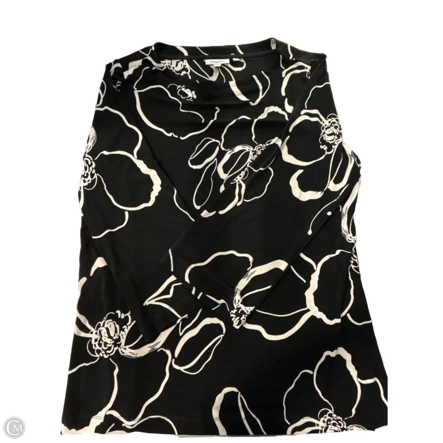 Top 3/4 Sleeve By Chicos In Black, Size: Xl