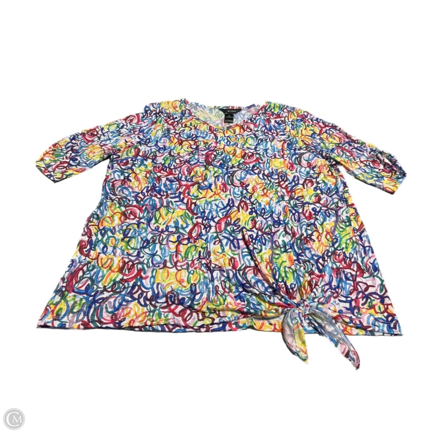 Top Short Sleeve By Ali Miles In Multi-colored, Size: Xl