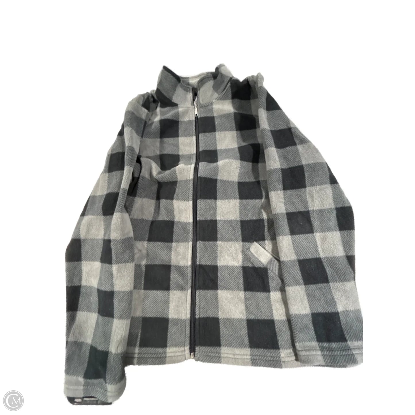 Jacket Fleece By Denim And Company In Plaid Pattern, Size: L