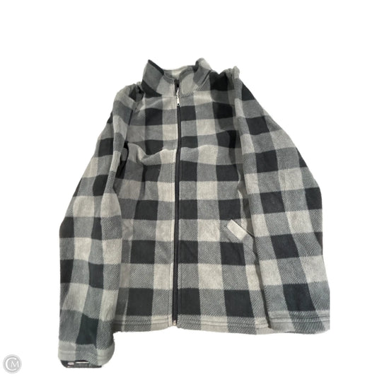 Jacket Fleece By Denim And Company In Plaid Pattern, Size: L