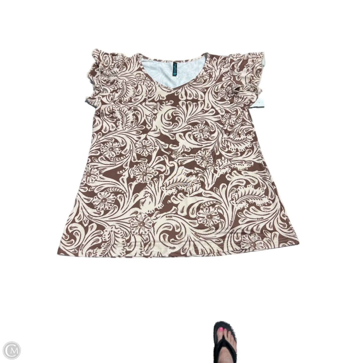 Top Short Sleeve By Cmc In Brown, Size: S