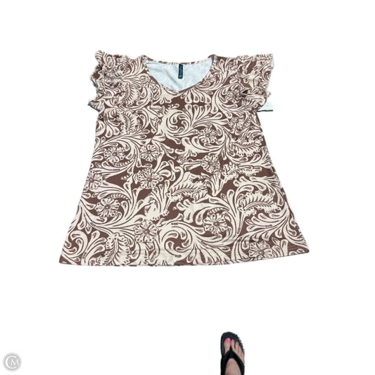 Top Short Sleeve By Cmc In Brown, Size: S