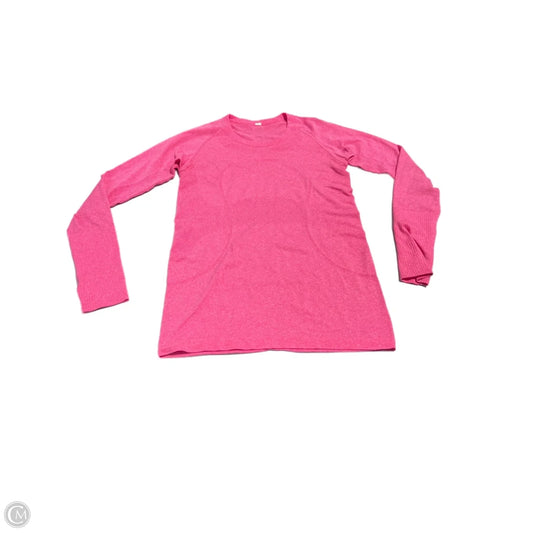 Athletic Top Long Sleeve Collar By Lululemon In Pink, Size: 8