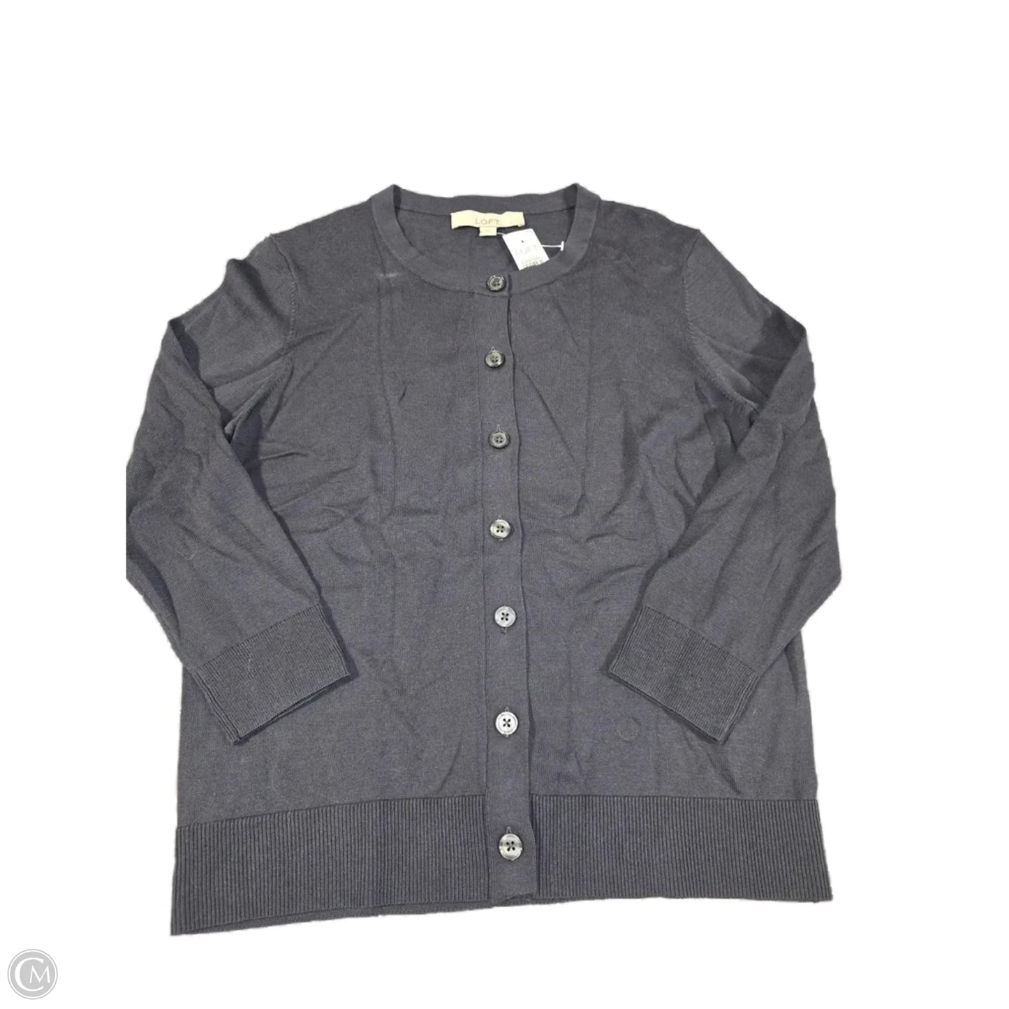 Sweater Cardigan By Loft In Grey, Size: M