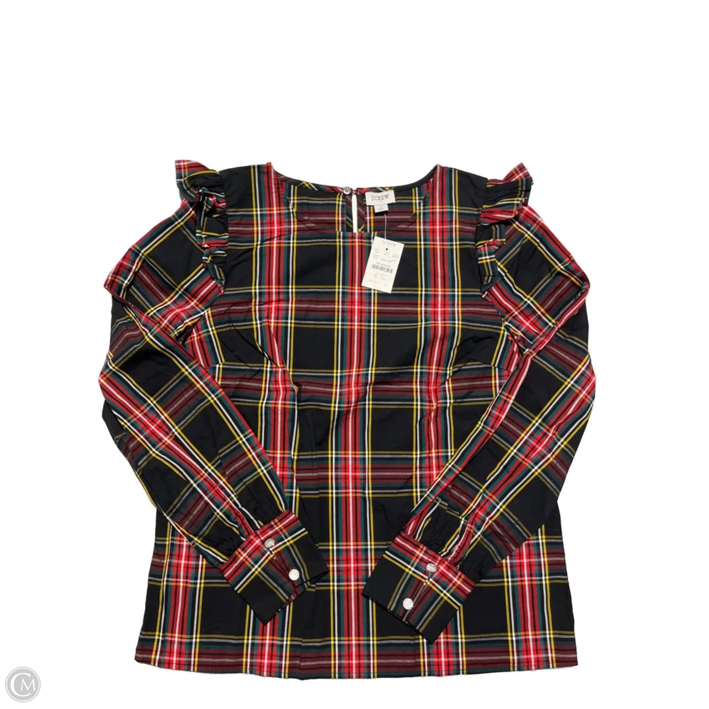 Top Long Sleeve By J. Crew In Plaid Pattern, Size: S