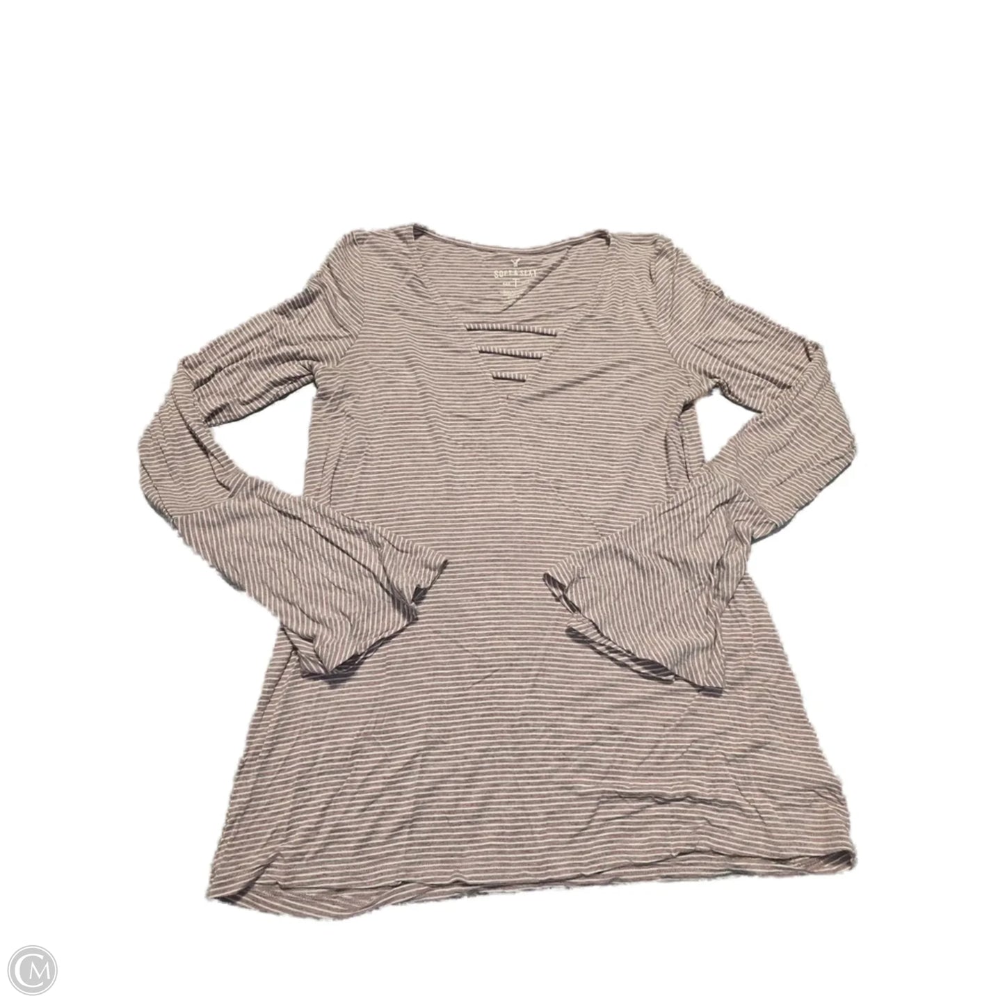 Top Long Sleeve Basic By American Eagle In Striped Pattern, Size: Sp