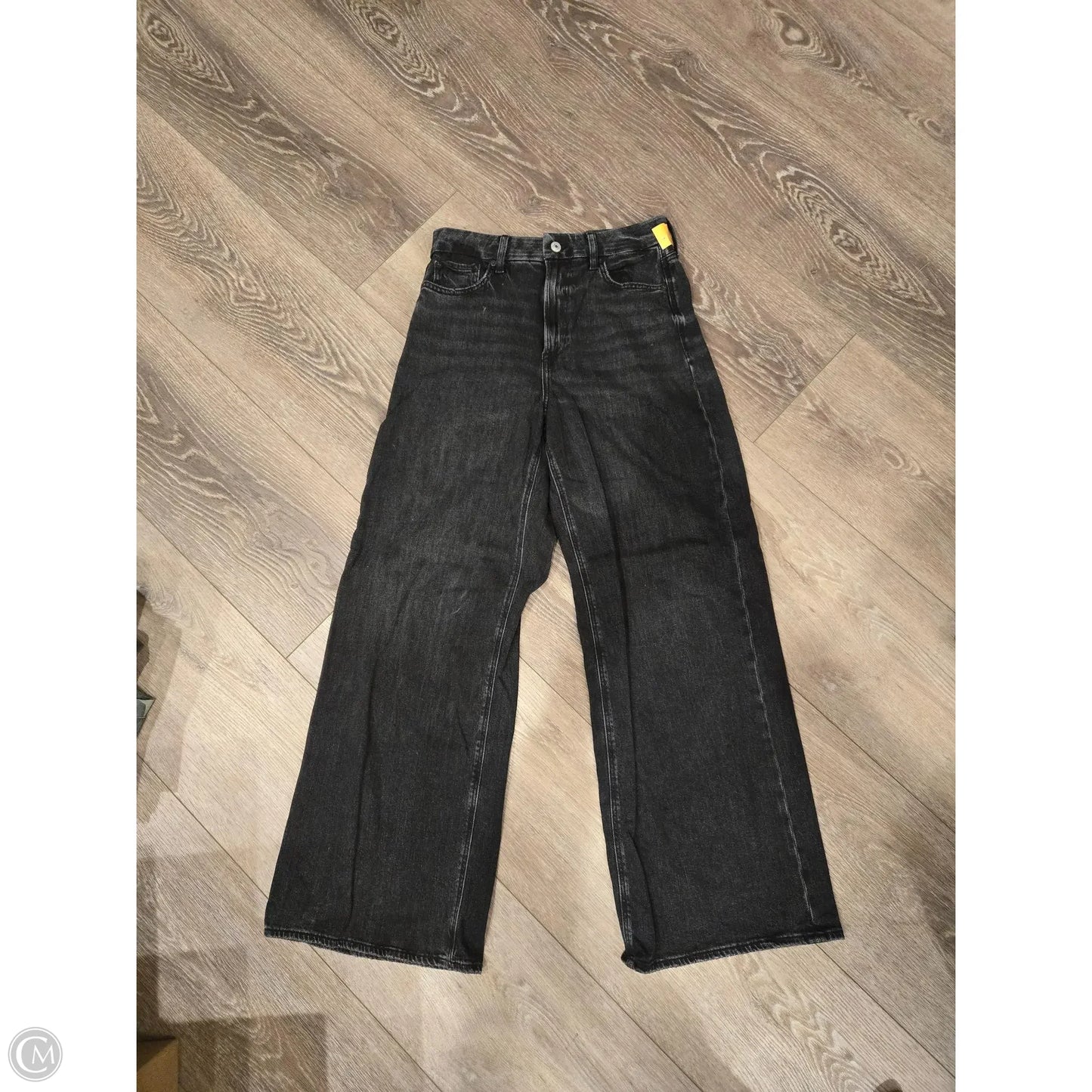 Jeans Wide Leg By American Eagle In Black Denim, Size: 8