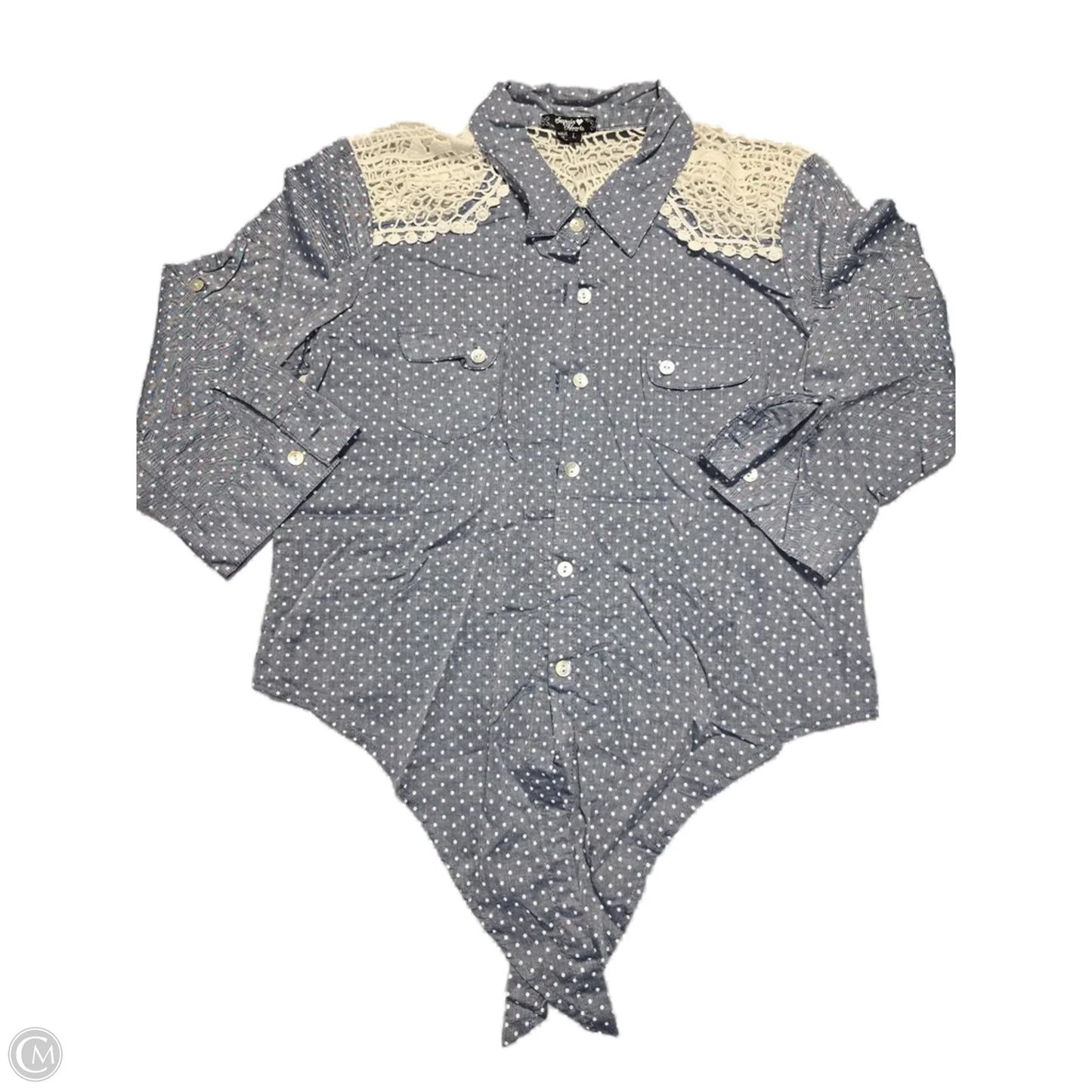 Top Long Sleeve Basic By Sequin Hearts In Blue Denim, Size: L