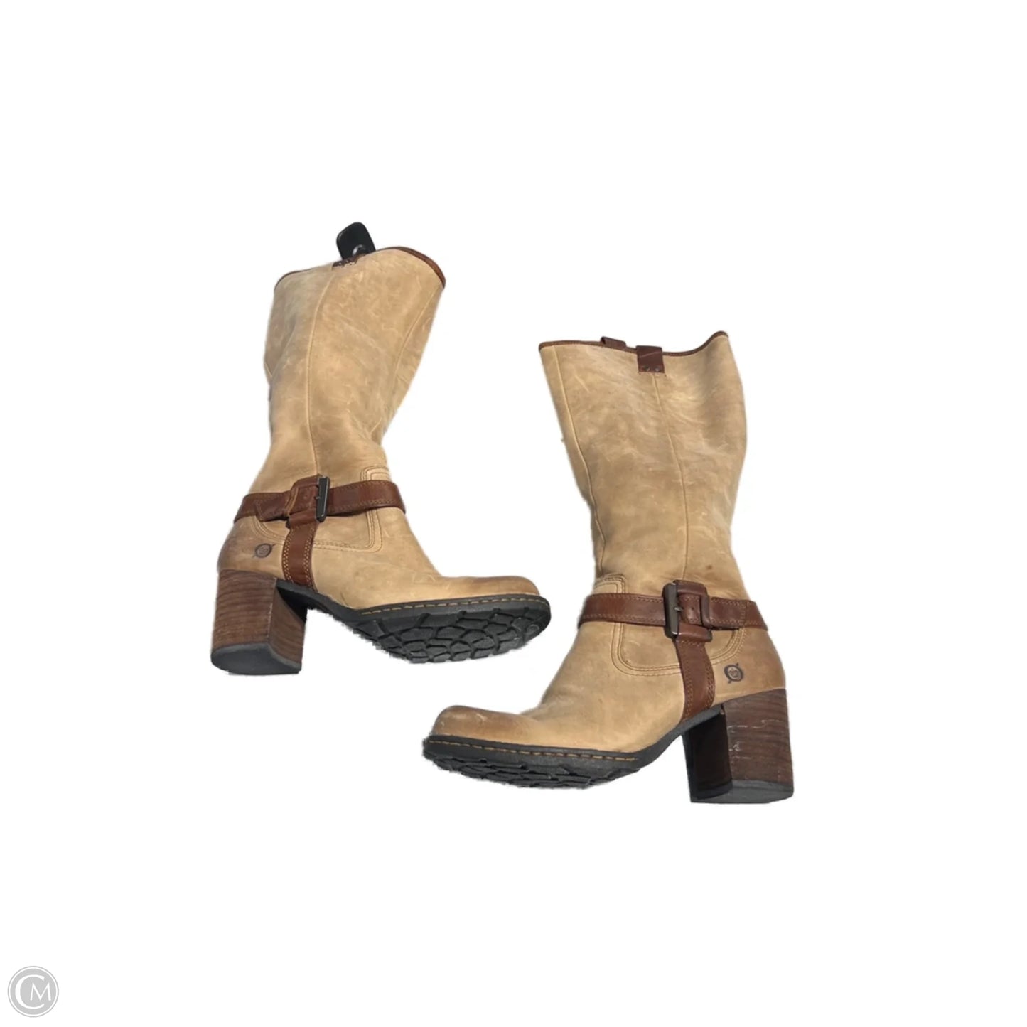 Boots Mid-calf Heels By Born In Brown, Size: 6