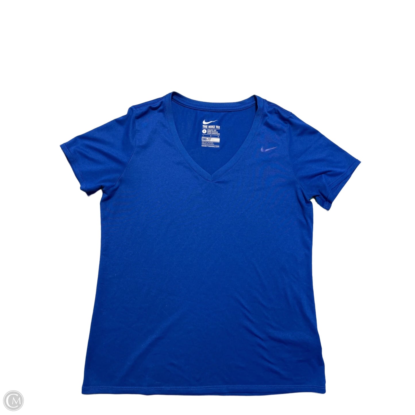 Athletic Top Short Sleeve By Nike In Blue, Size: L