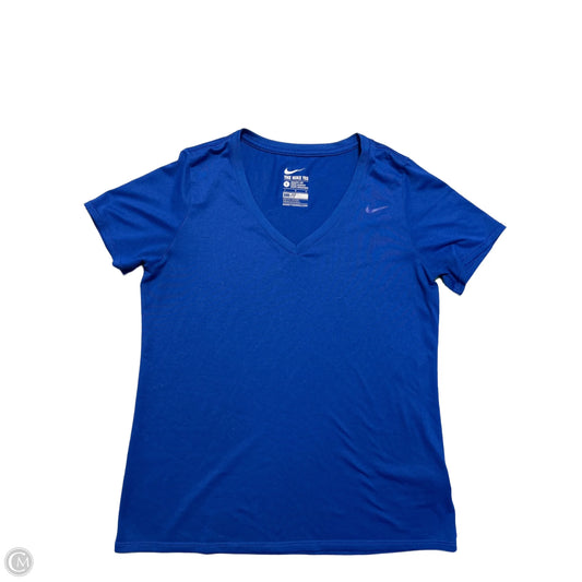 Athletic Top Short Sleeve By Nike In Blue, Size: L