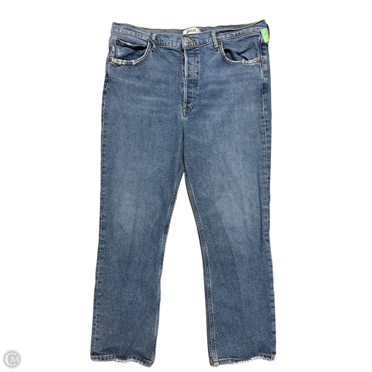 Jeans Straight By Agolde In Blue Denim, Size: 14