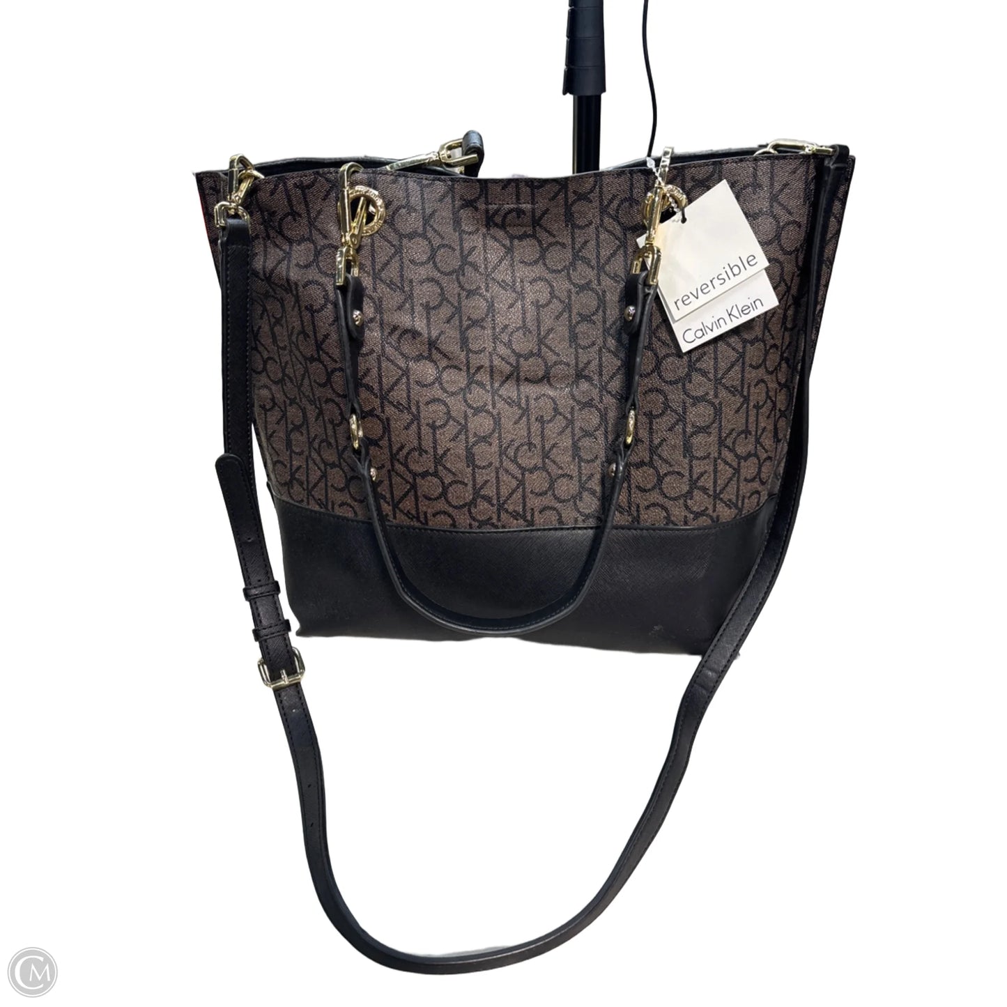Handbag Leather By Calvin Klein, Size: Large