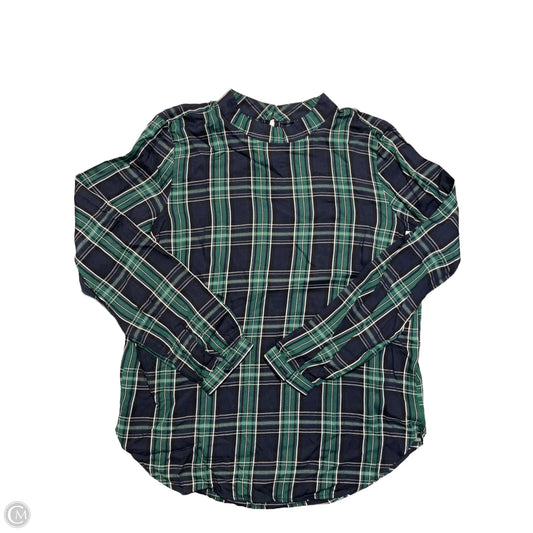 Top Long Sleeve By Loft In Plaid Pattern, Size: S