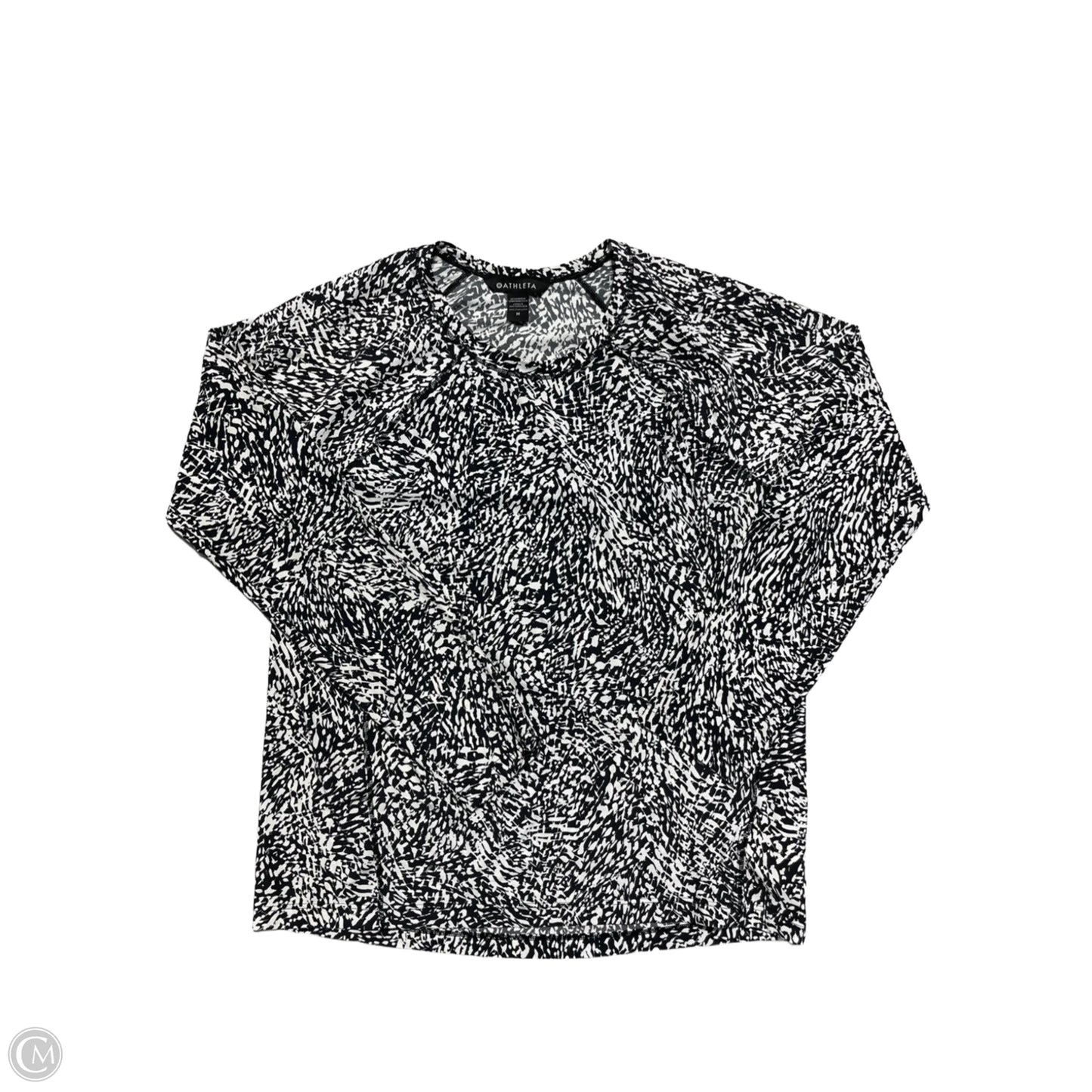 Athletic Top Long Sleeve Crewneck By Athleta In Black & White, Size: M