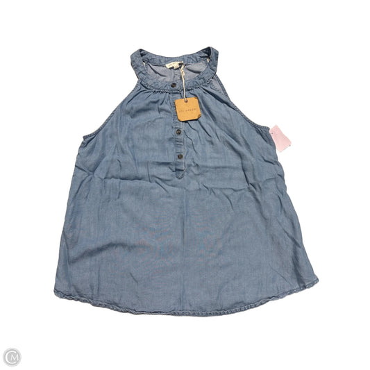 Top Sleeveless By Blu Pepper In Blue Denim, Size: L