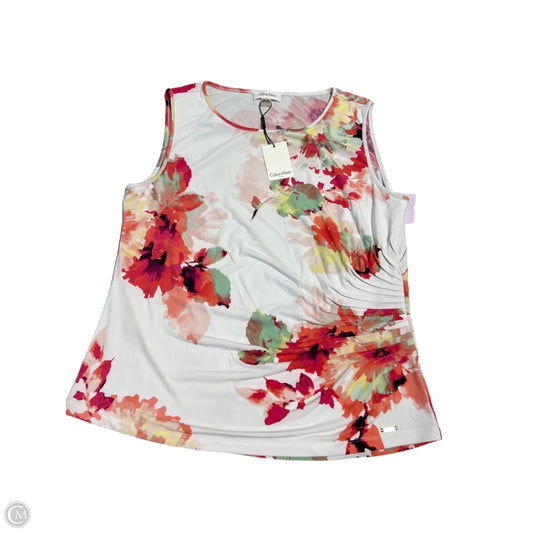 Top Sleeveless By Calvin Klein In Floral Print, Size: Xl
