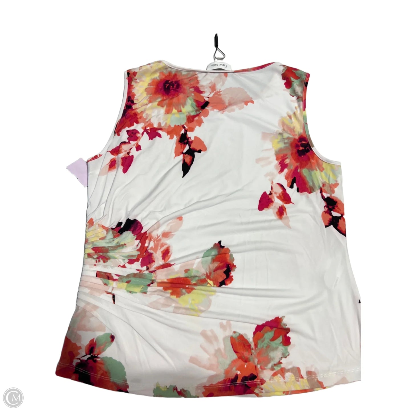 Top Sleeveless By Calvin Klein In Floral Print, Size: Xl