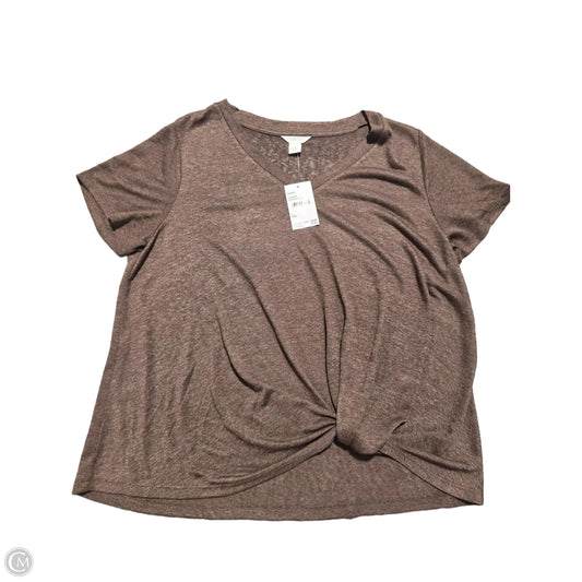 Top Short Sleeve By Caslon In Brown, Size: L