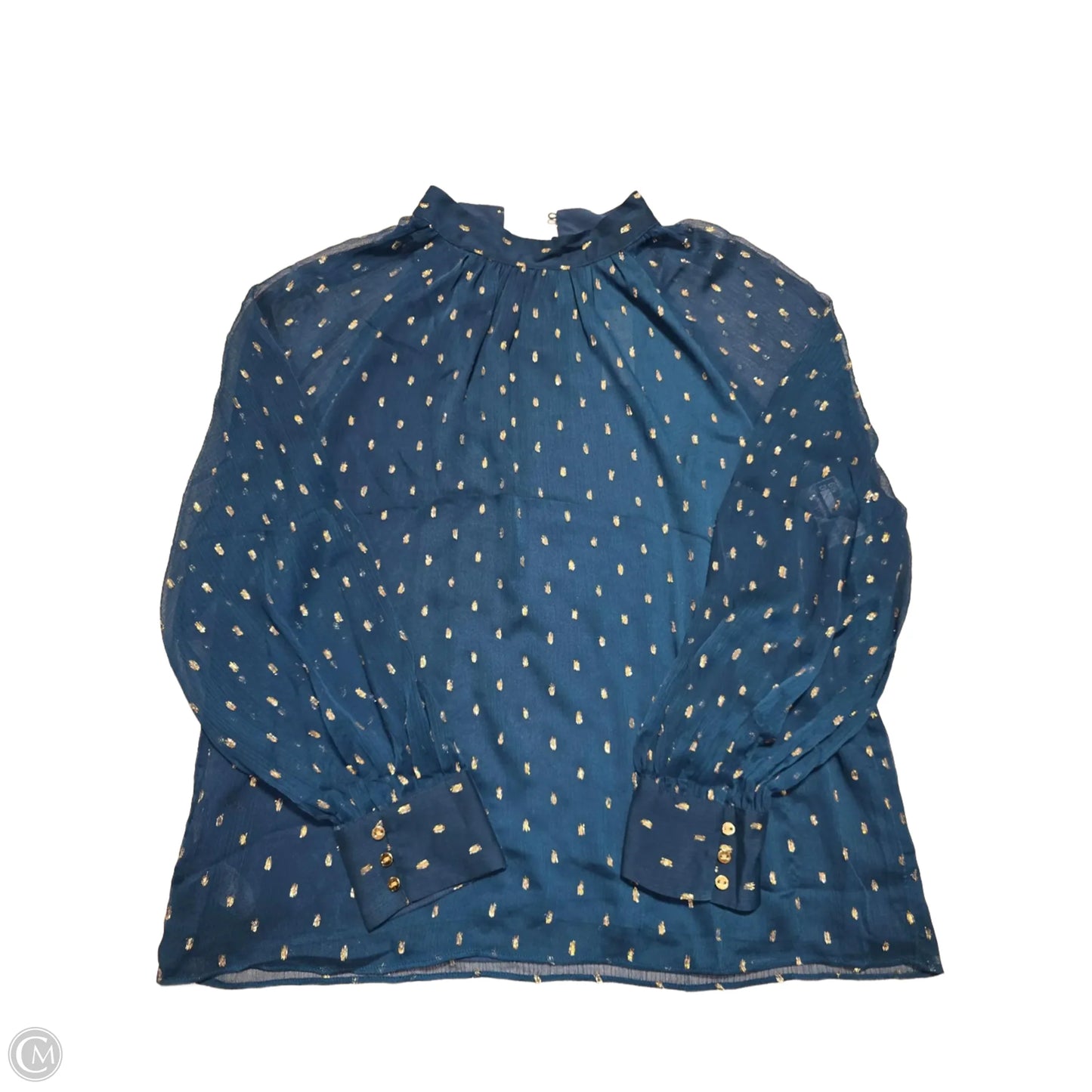 Blouse Long Sleeve By Ann Taylor In Teal, Size: L