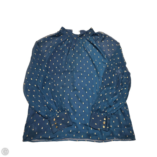 Blouse Long Sleeve By Ann Taylor In Teal, Size: L