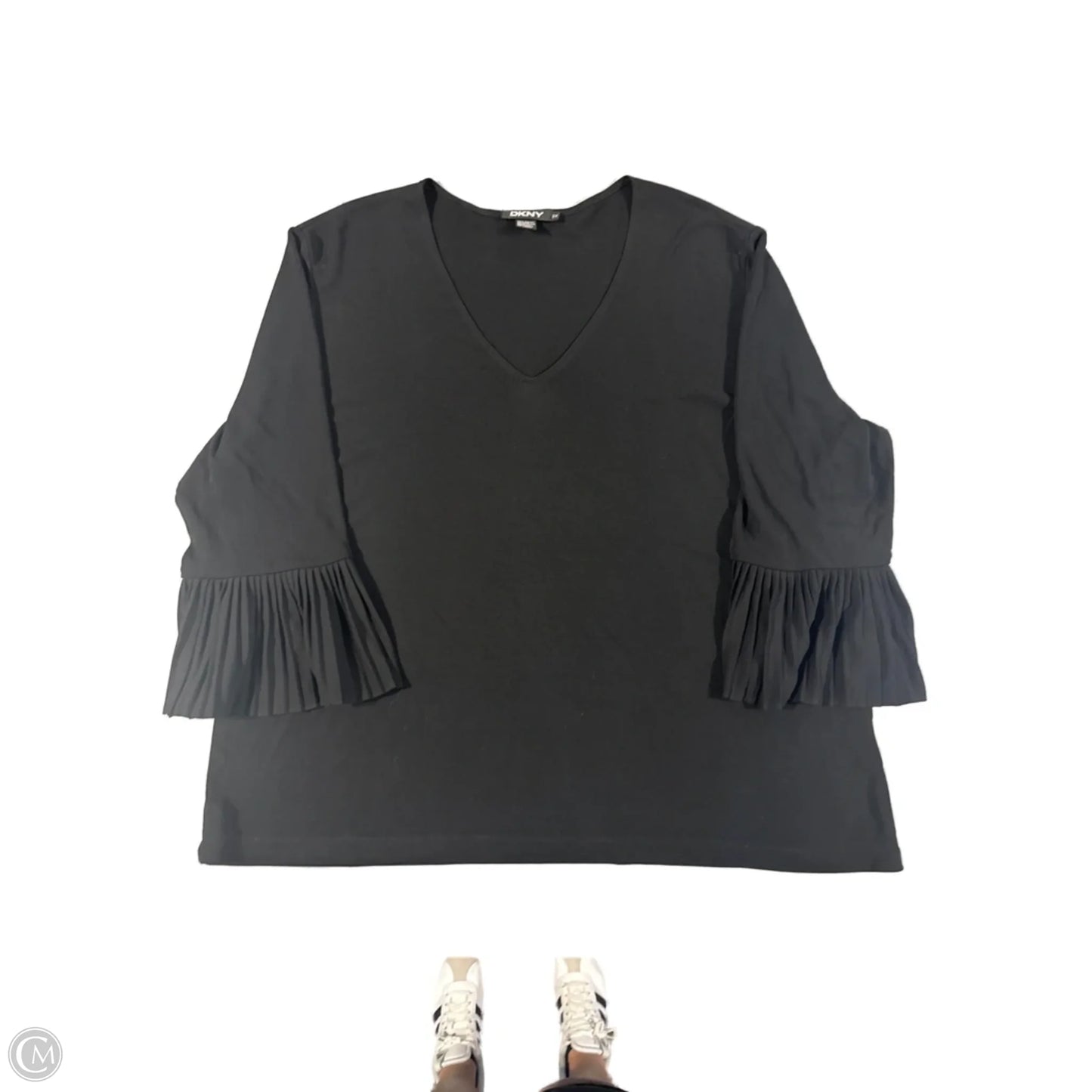 Top 3/4 Sleeve By Dkny In Black, Size: 2x