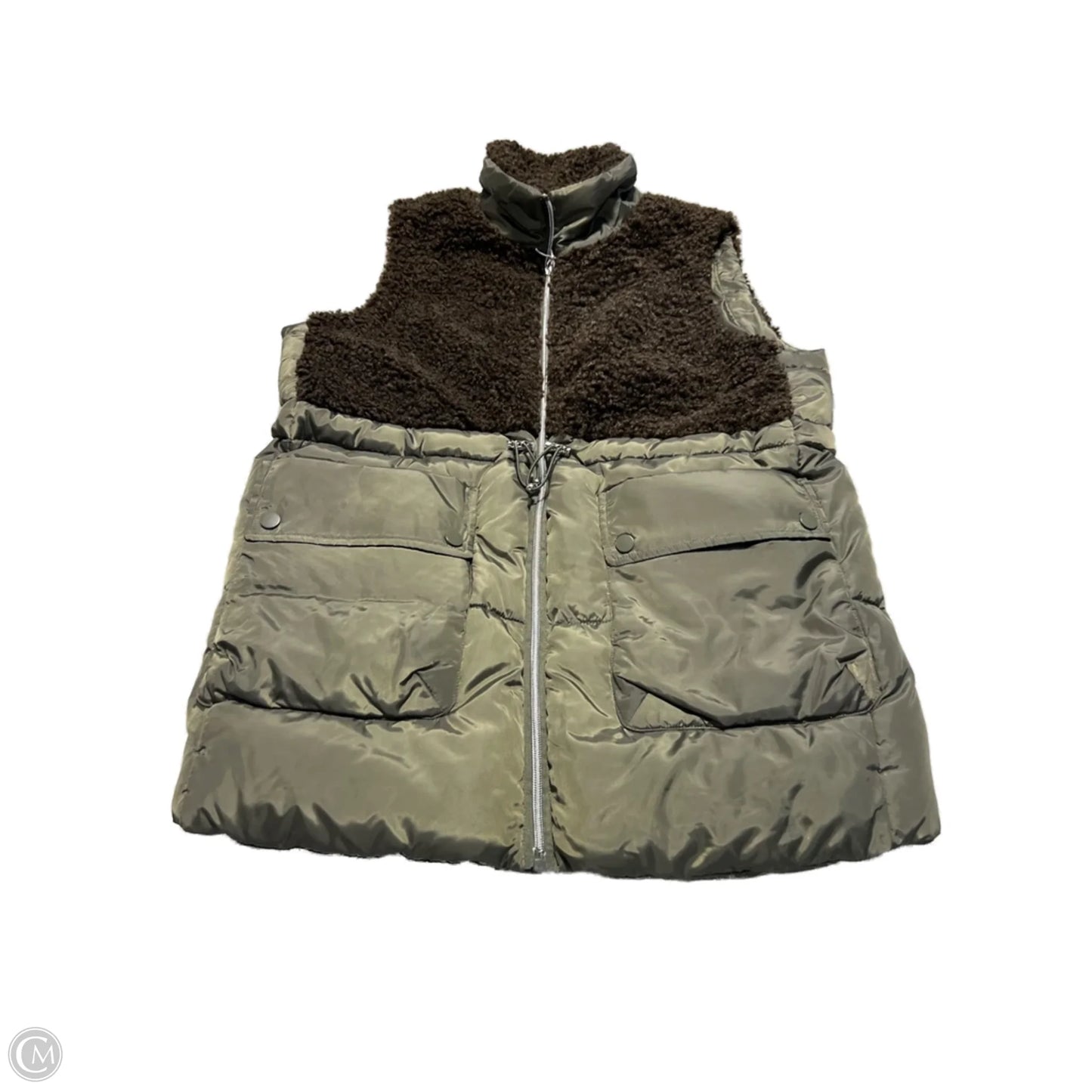 Vest Puffer & Quilted By Tribal In Brown & Green, Size: S