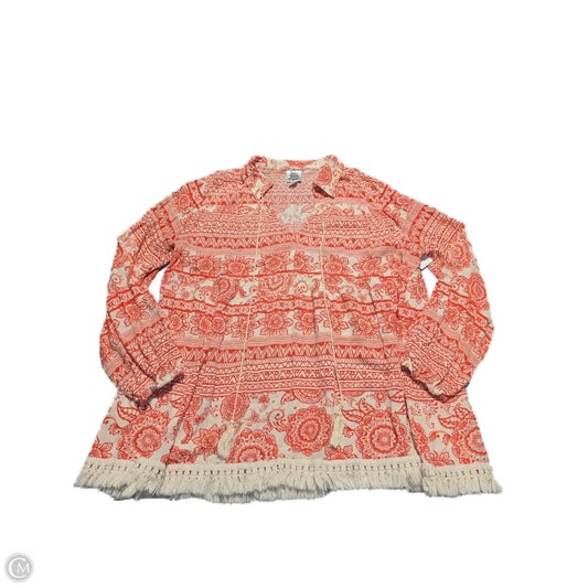 Top Long Sleeve By Ivy Jane In Red & White, Size: L