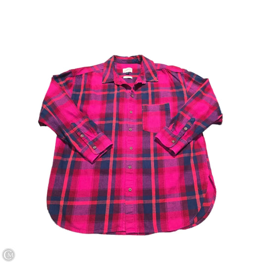 Top Long Sleeve By Universal Thread In Plaid Pattern, Size: L