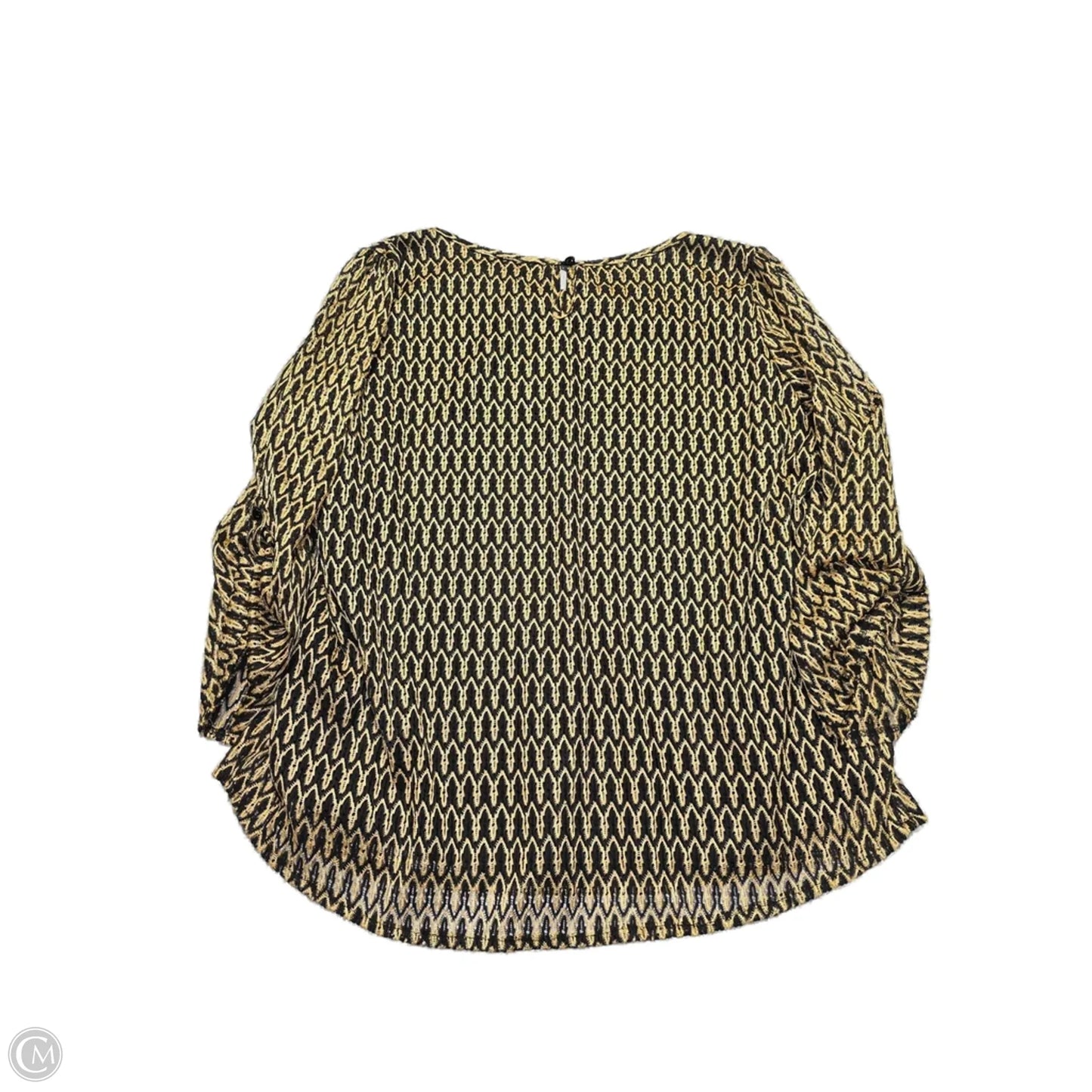 Top 3/4 Sleeve By Calessa In Black & Gold, Size: Xl