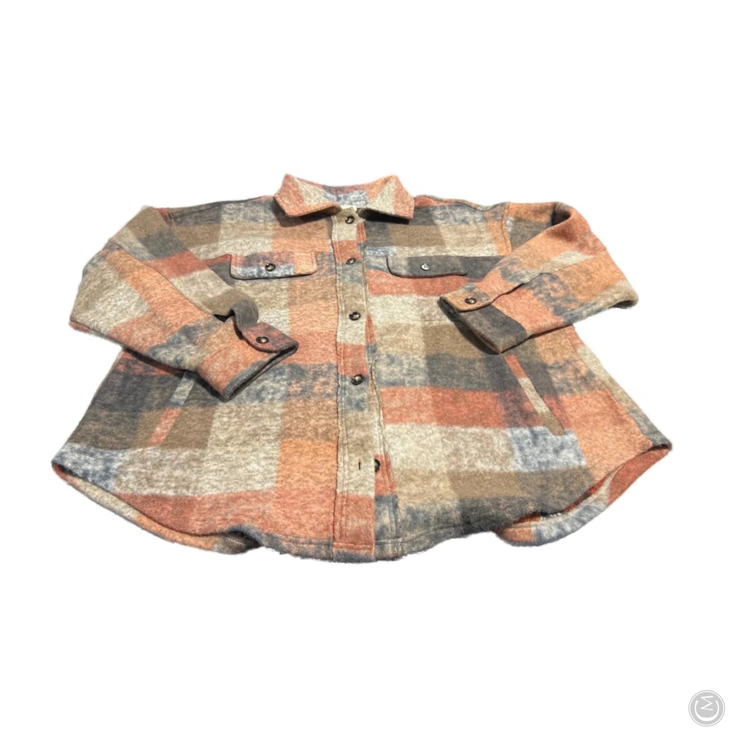 Jacket Shirt By Bibi In Checkered Pattern, Size: L