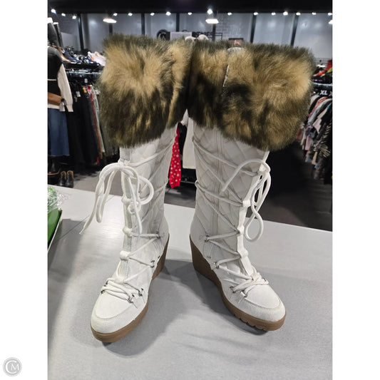 Boots Knee Heels By Soda In White, Size: 6.5