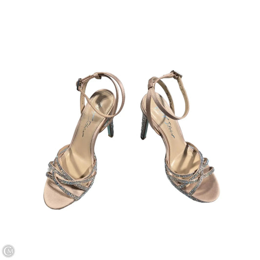 Sandals Heels Stiletto By Betsey Johnson In Tan & White, Size: 6
