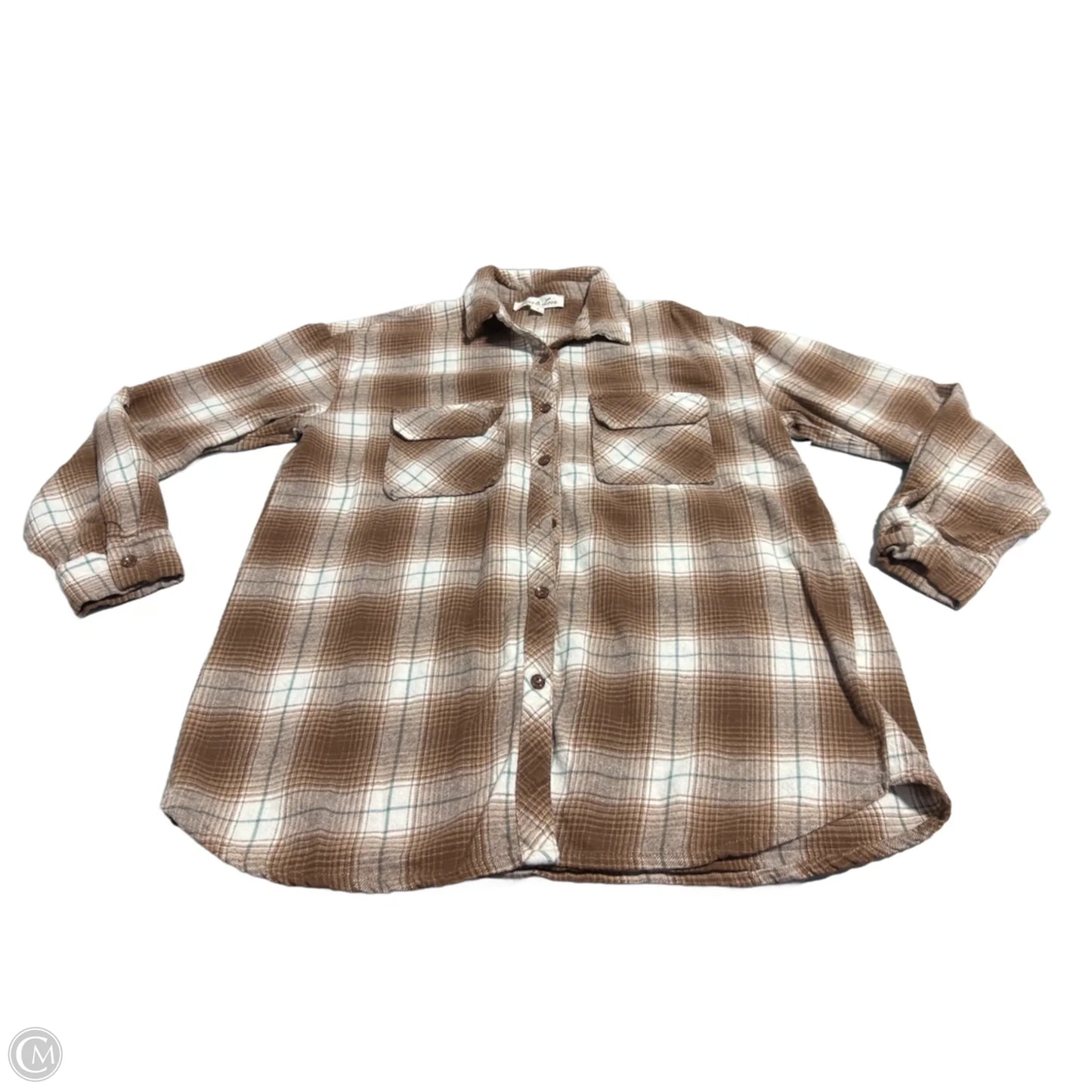 Top Long Sleeve By Vine & Love In Brown, Size: S