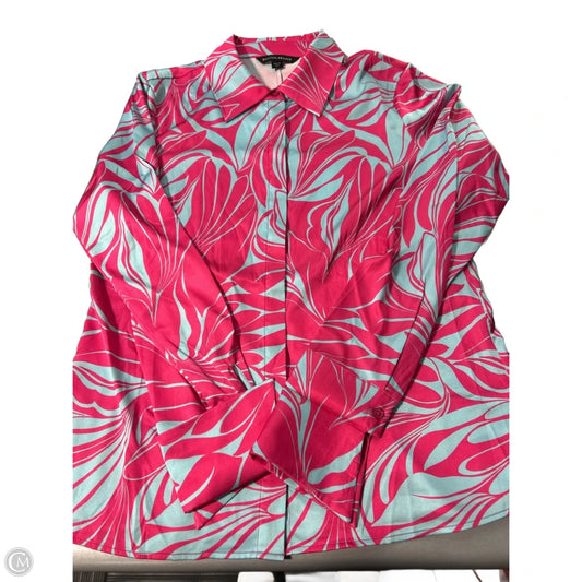 Top Long Sleeve By Boston Proper In Blue & Pink, Size: M