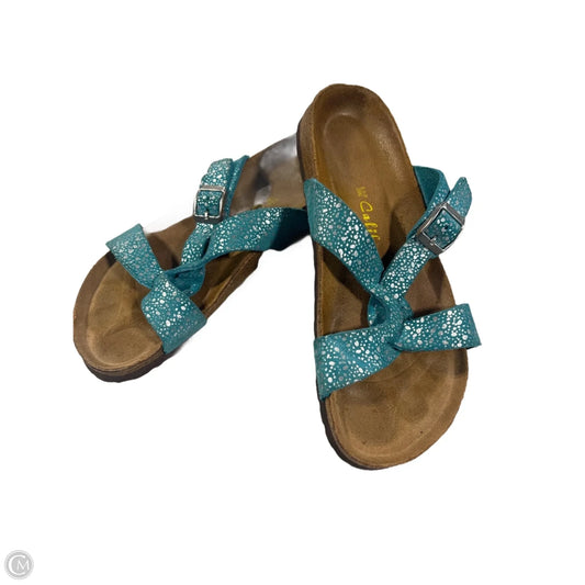 Sandals Flats By California In Blue & Brown, Size: 8.5