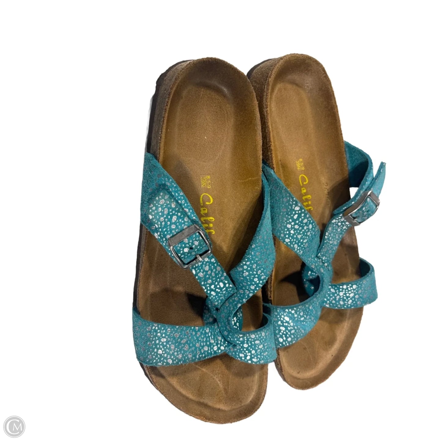 Sandals Flats By California In Blue & Brown, Size: 8.5