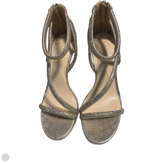 Sandals Heels Stiletto By Jessica Simpson In Gold, Size: 9.5