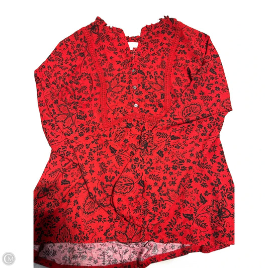 Top Long Sleeve By Loft In Red, Size: L