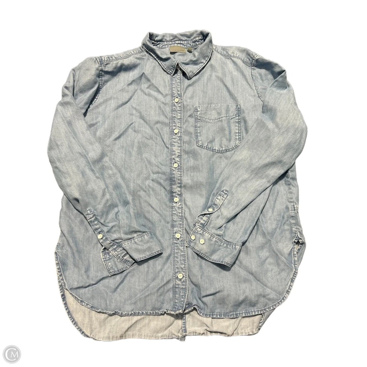 Top Long Sleeve By Athleta In Blue Denim, Size: L