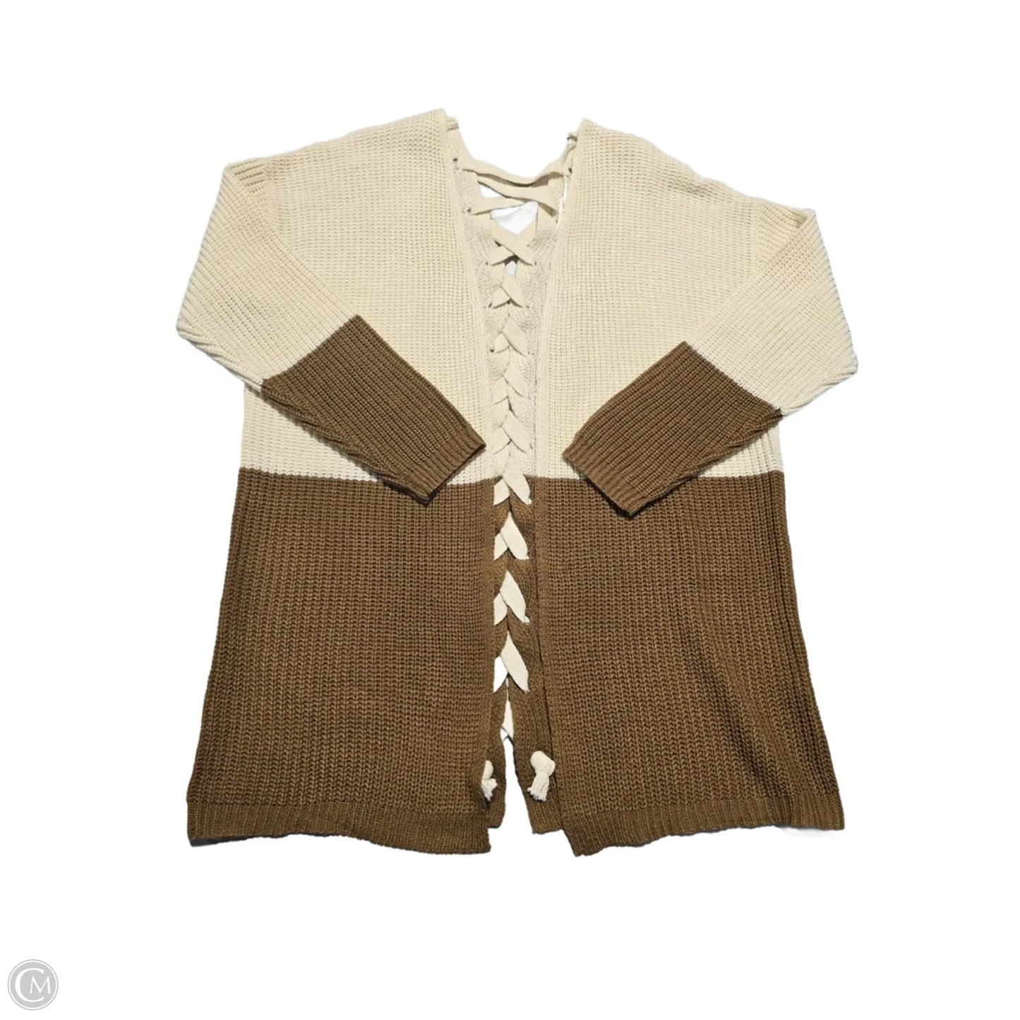 Cardigan By Blu Pepper In Brown & Cream, Size: S