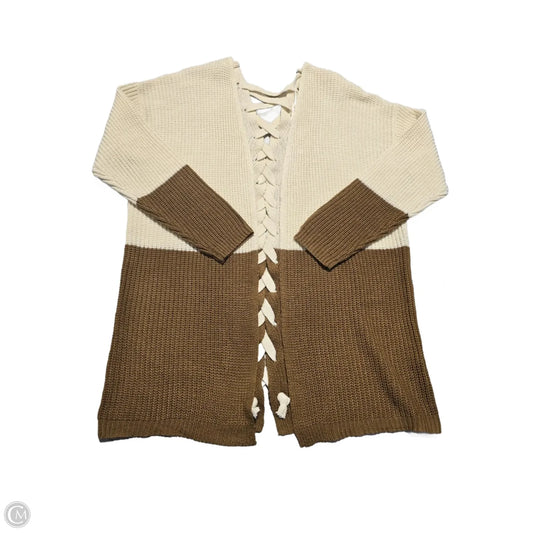Cardigan By Blu Pepper In Brown & Cream, Size: S