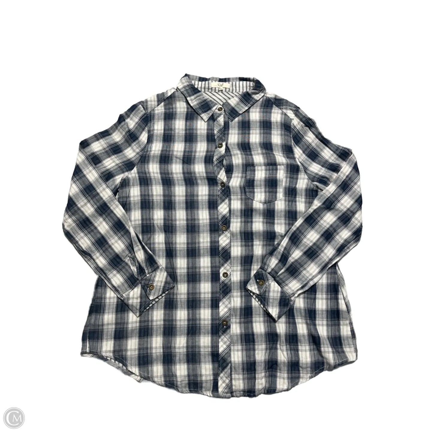 Top Long Sleeve By Easel In Plaid Pattern, Size: L