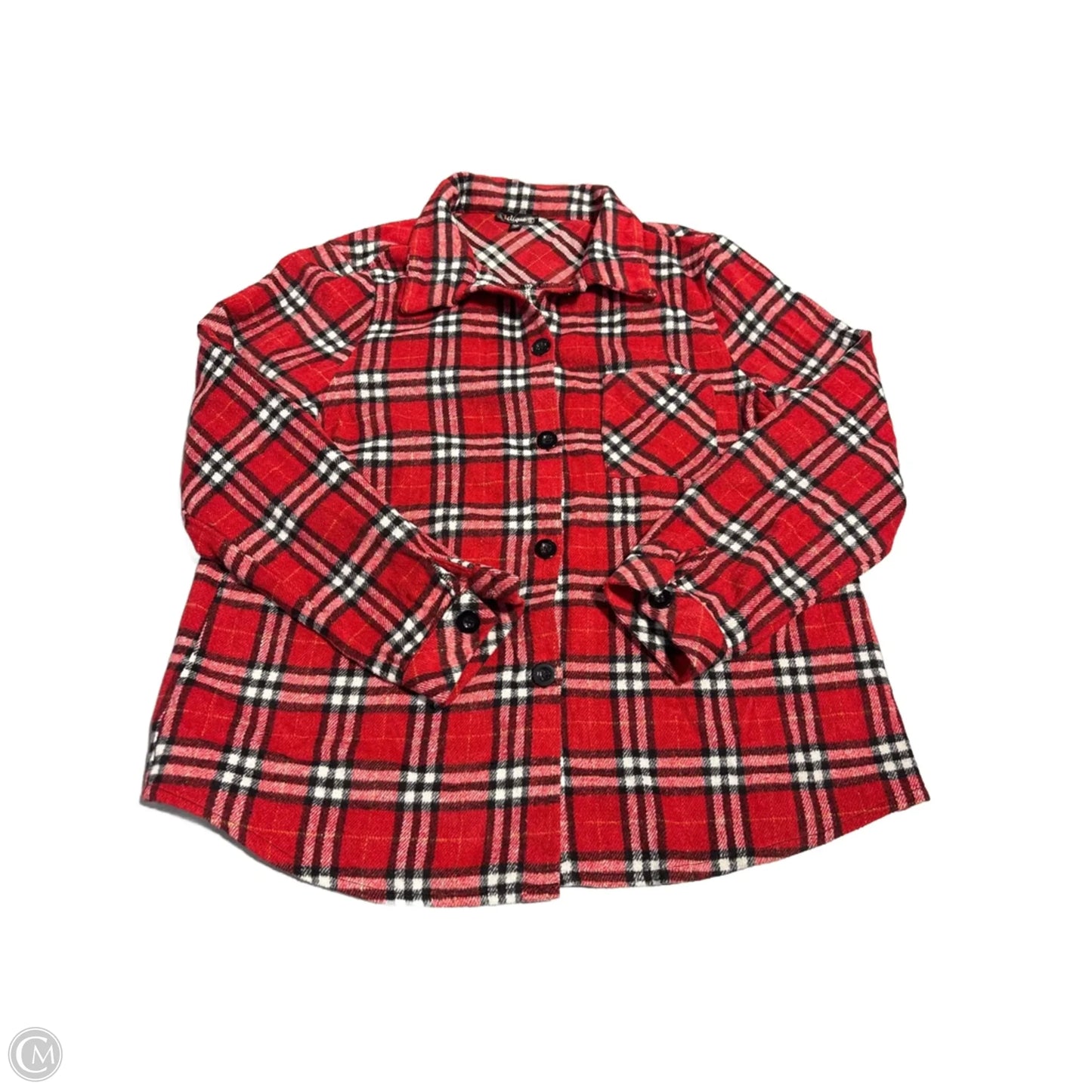 Top Long Sleeve By Cme In Plaid Pattern, Size: L