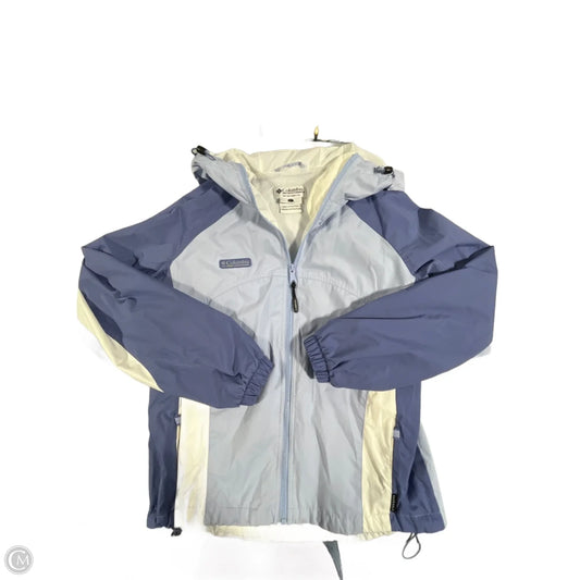 Jacket Windbreaker By Columbia In Blue & White, Size: L