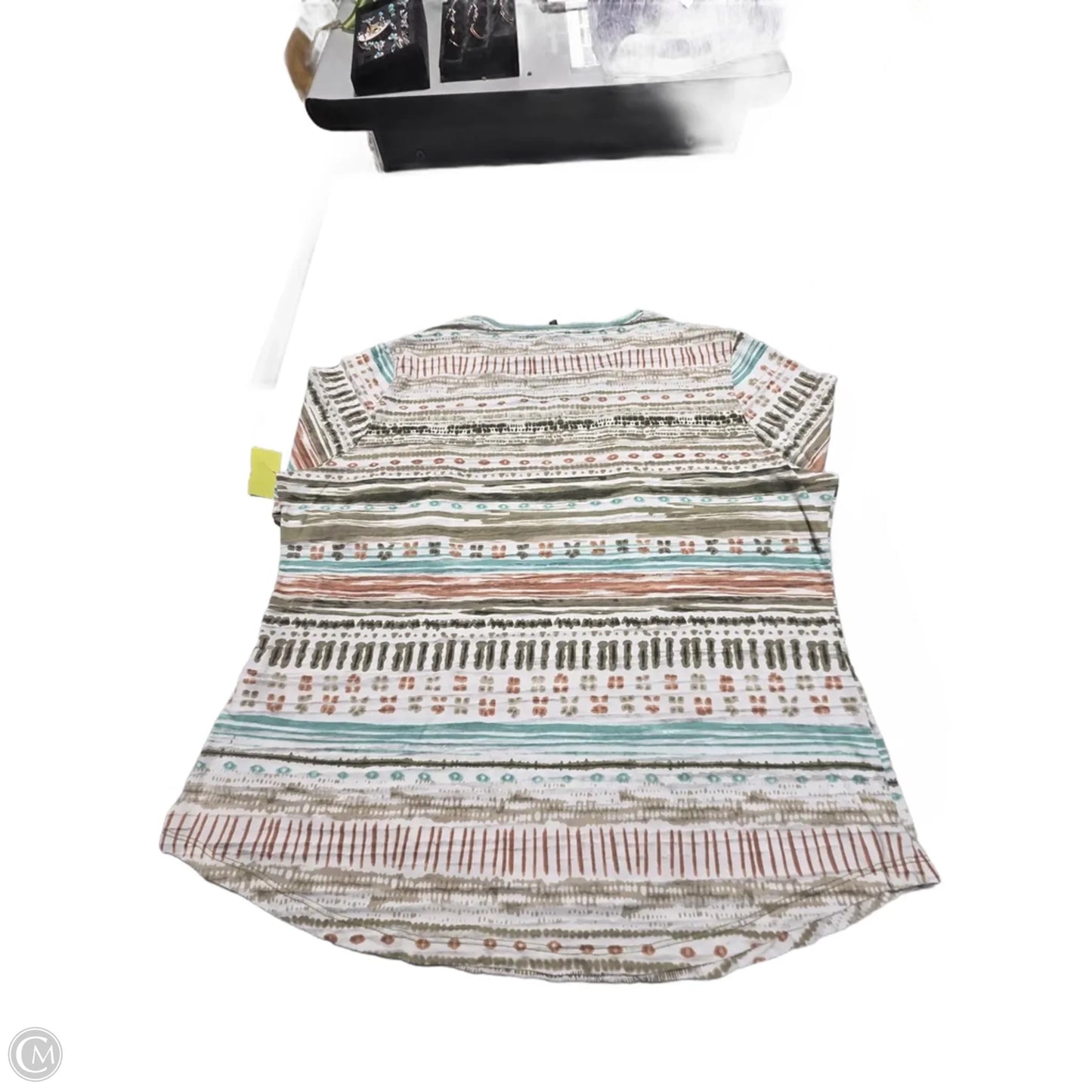 Top 3/4 Sleeve By Cmc In Green & White, Size: 2x