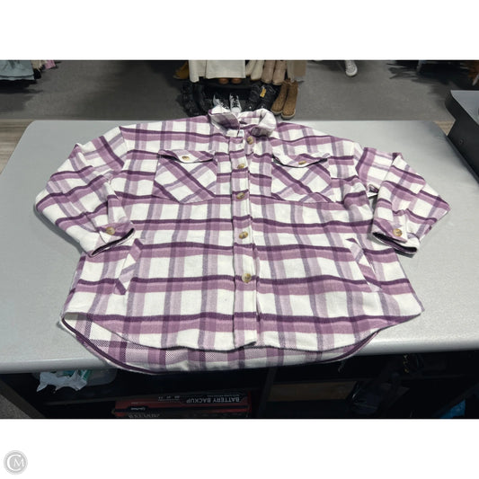 Top Long Sleeve By Kensie In Plaid Pattern, Size: L