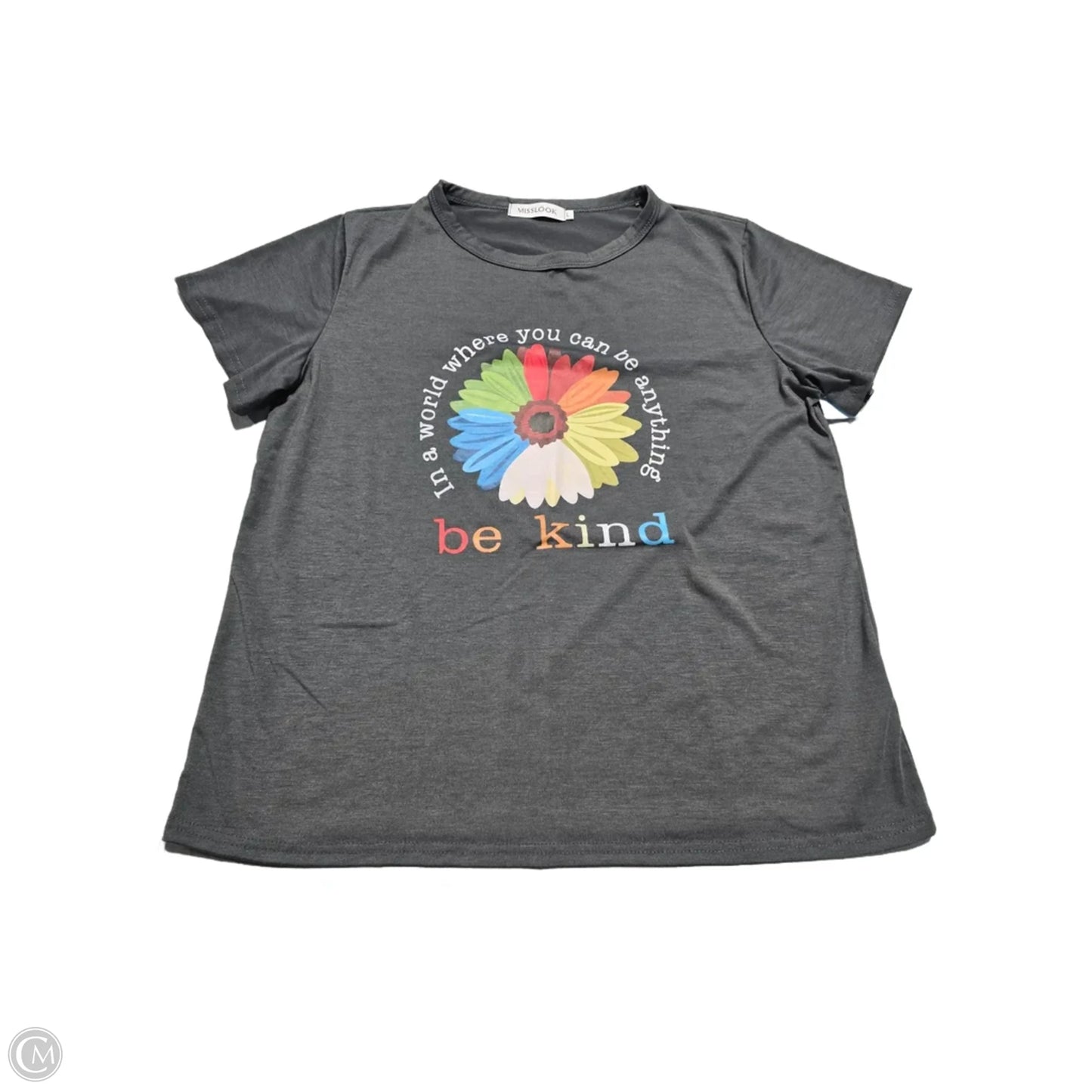 Top Short Sleeve By Misslook In Grey, Size: L