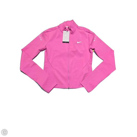 Athletic Top Long Sleeve Collar By Nike In Pink, Size: S