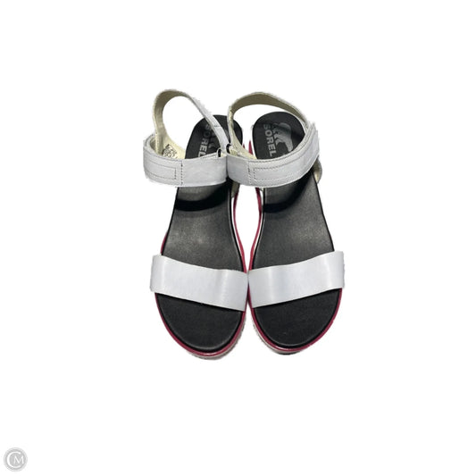 Sandals Heels Wedge By Sorel In Pink & White, Size: 10